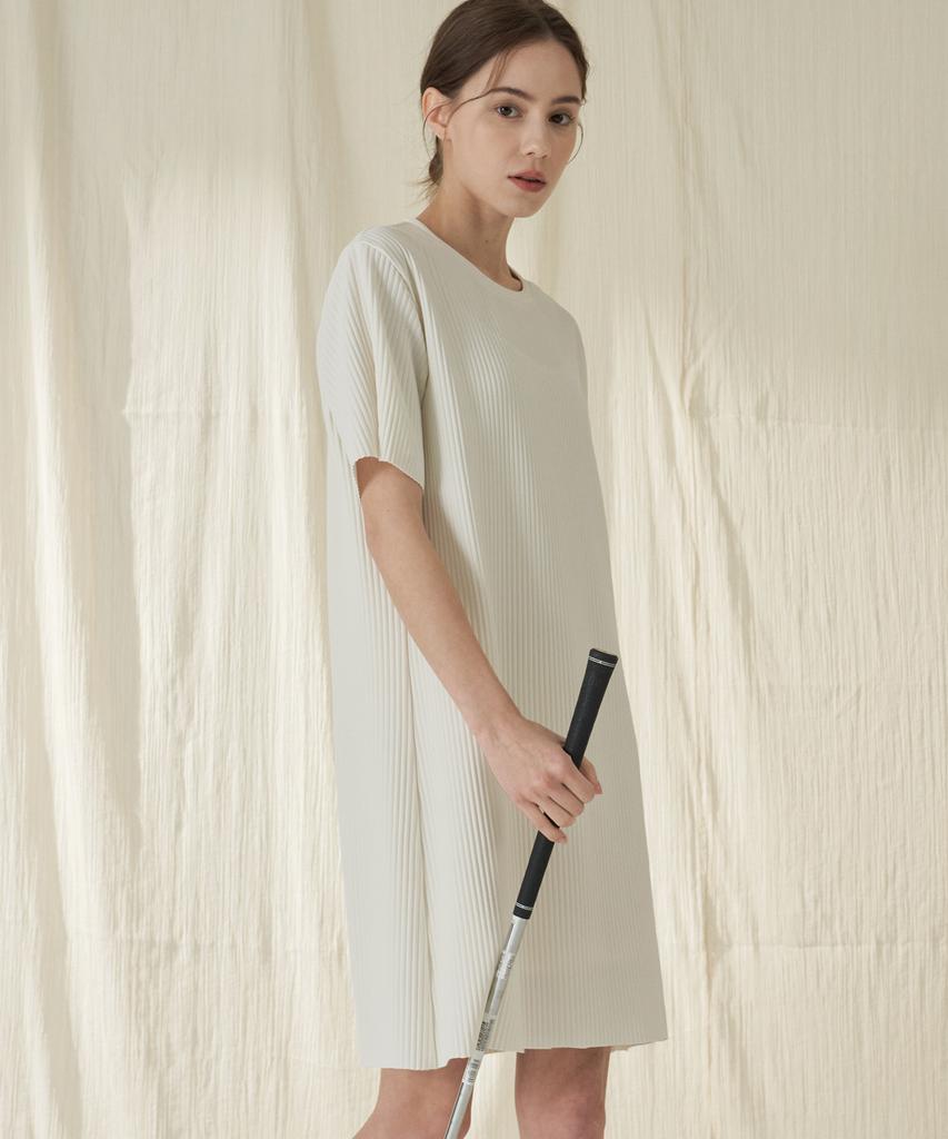 210EDIT Pleated Short Sleeve Dress_Zd2Op561_Ivo