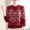 Mom's Velvet-Lined Knit Sweater - Half-High Collar, Warm Base Layer for Middle-Aged/Elderly Women, Perfect for Autumn & Winter