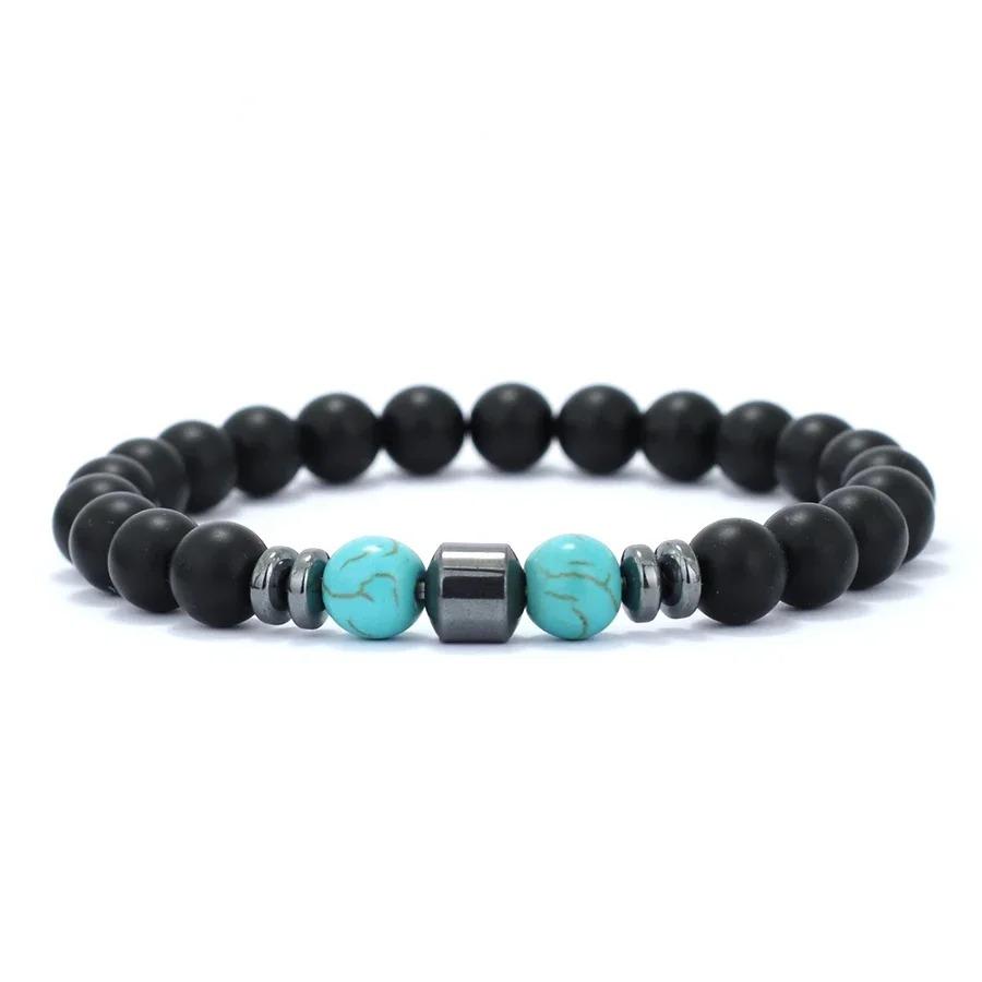 New Design Men Bracelet Jewelry 8mm Black Onyx Tiger Eyes Lava Turquoises Stone Braslet Hombre Suppliers