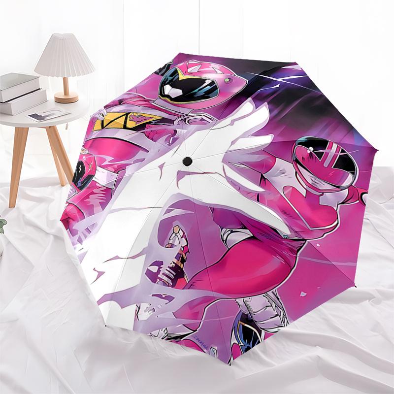 

Pink Ranger Power Rangers Automatic Opening Folding Umbrella with 8-Bone Frame - Portable and Durable Outdoor Rain Gear for Fans, Travelers,