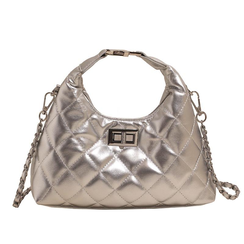 Spring and Summer New Niche Light Luxury Small Fragrant Wind Rhombus Chain Wrist Bag Fashionable Versatile Simple Temperament Messenger Women's Bag