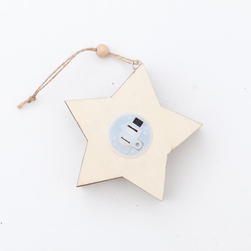 Wooden Luminous Christmas Ornaments: Star, Santa, Snowman, Deer Scene Pendants