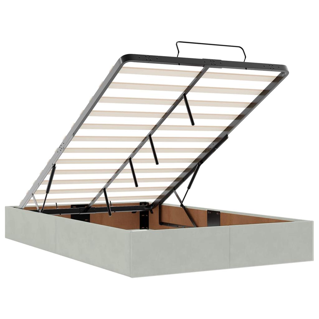 Ottoman Bed with Mattress Light Grey 120 X 200 Cm Velvet