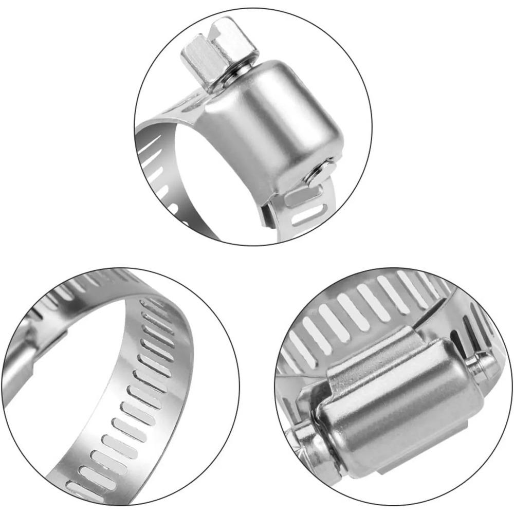 60/100pcs Stainless Steel Screw Band Hose Clamps Adjustable Car Fuel Hose Clamps Clamp Hose Clamp Fasteners Kit