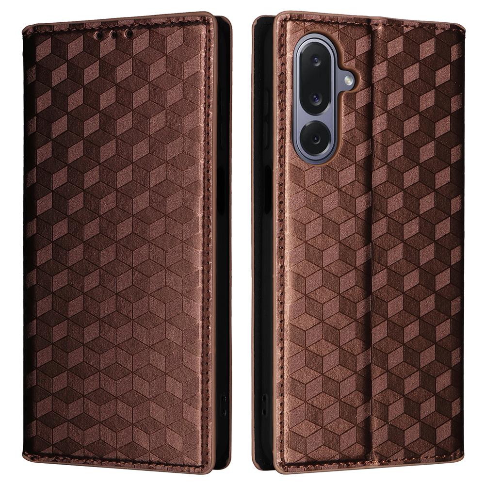 For Samsung Galaxy M36 5G Case Wallet Rhombus Imprinted Leather Phone Cover