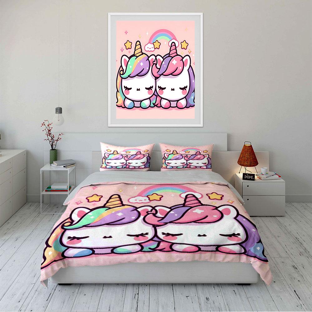 Cute Unicorn Bedding Set Bedding Duvet Cover Set Duvet Cover Pillowcases (1 * Duvet Cover 2 * Pillowcases, without duvet insert)