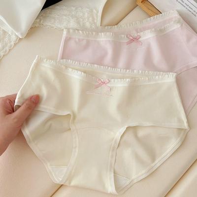 7A Antibacterial A-class Baby Cotton Underwear Small Fresh Women's Pure Cotton Non Trace Four Seasons Thin Middle Waist Women's Underwear Panties