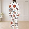 Women Plus Size Bicycle Printed Round Neck Long Sleeve Top And Long Pants Two Piece Set