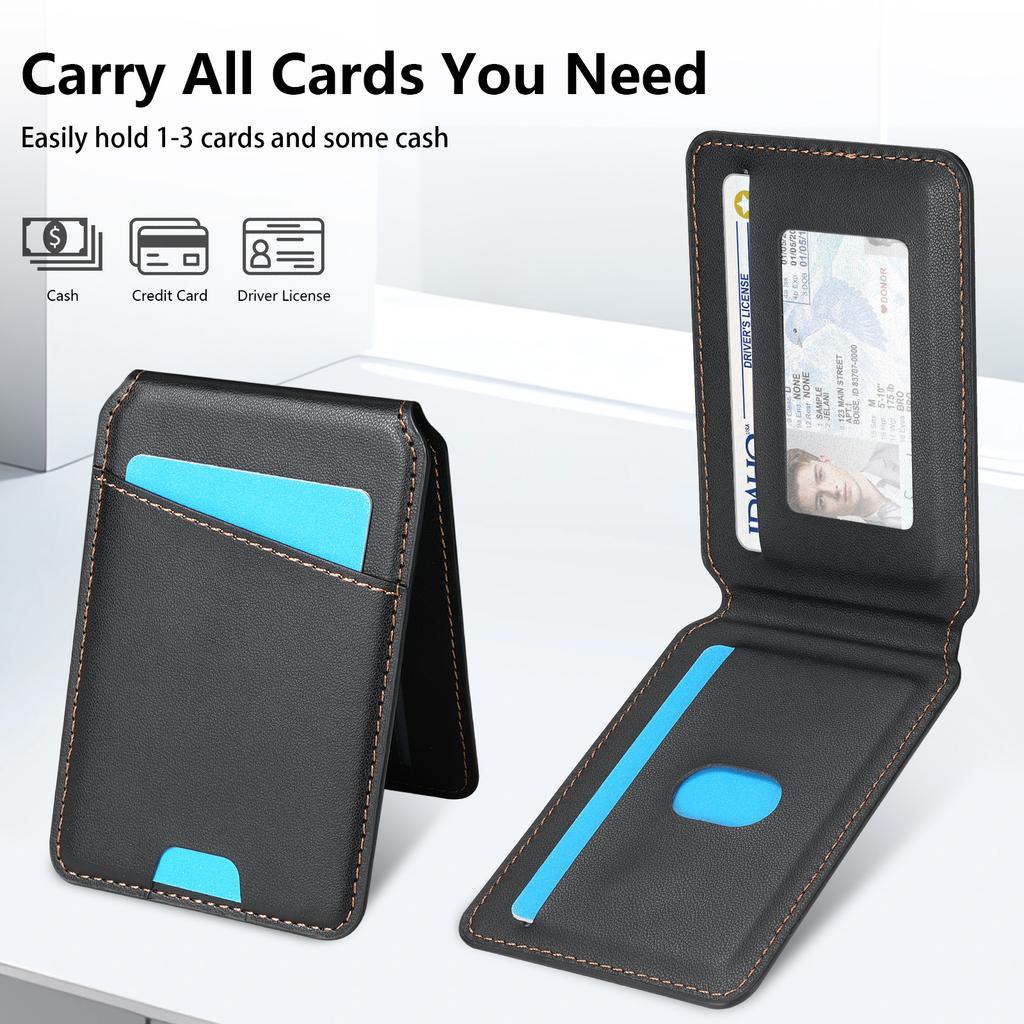 For iPhone 15 Pro Max Case Compatible with MagSafe Detachable Card Holder Kickstand Leather Phone Back Cover
