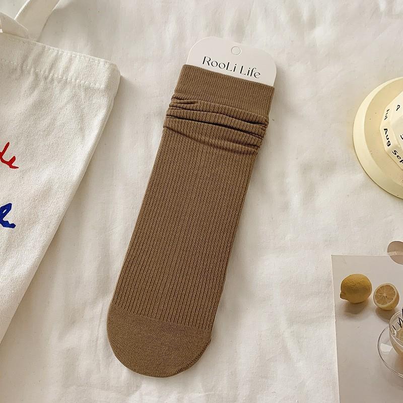 

Socks Pure Cotton Boneless Stacking Socks Spring And Autumn Thin Cotton Breathable Sweat-Absorbing Deodorant Solid Color Medium Tube Socks One size fits all коричневий