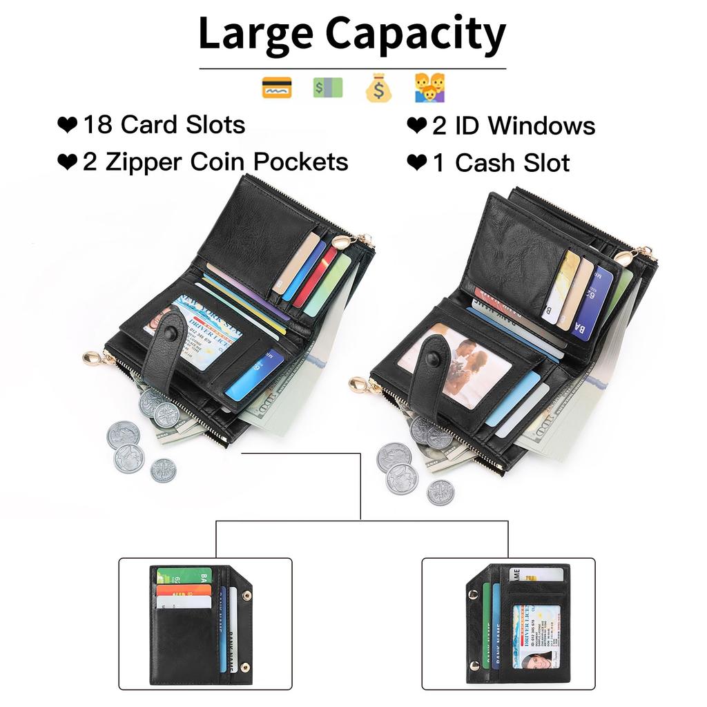 [SENDEFN] Women's Wallet, Popular, Genuine Leather, Lightweight, Multi-functional, Bifold Wallet with Coin Purse, Card Slots, and Bill Compartment,