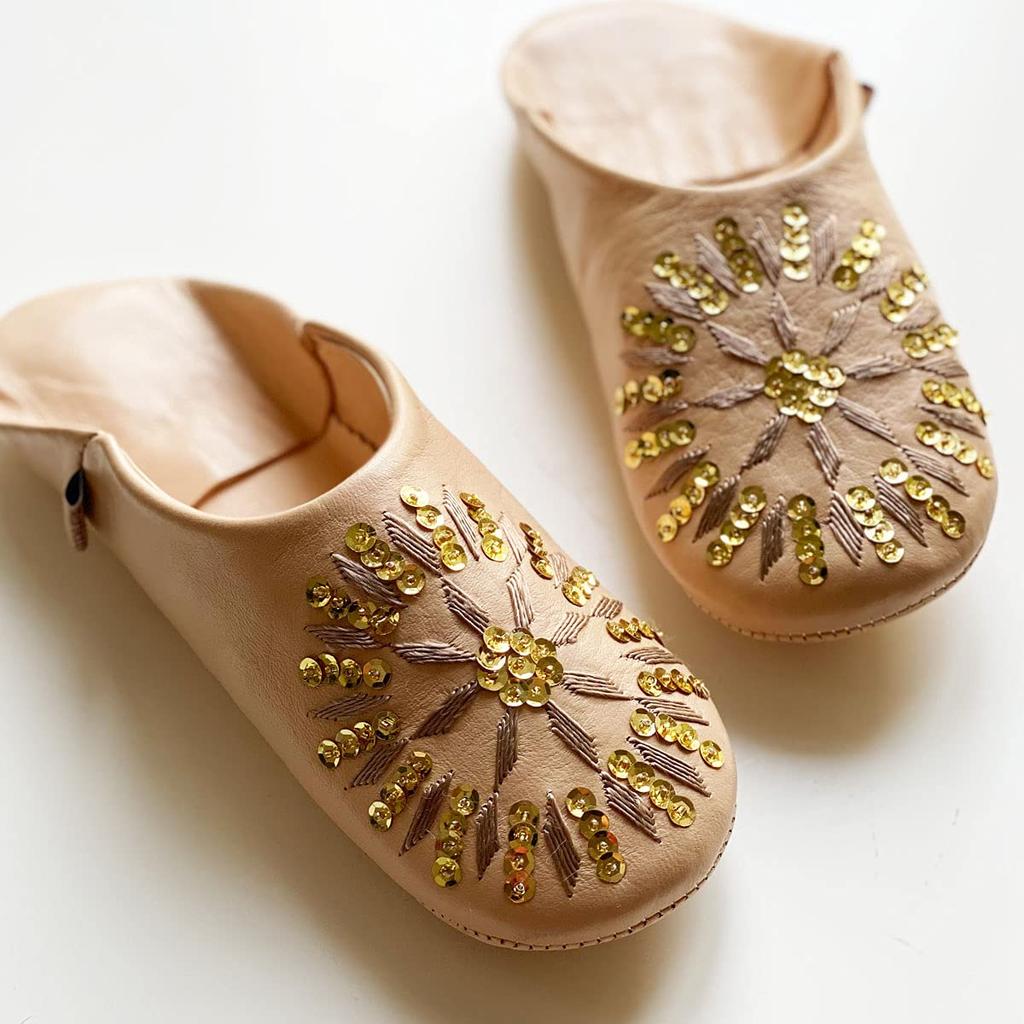 Sequined Babouche Bag Almond LL [dear Morocco] // // (26 Cm)