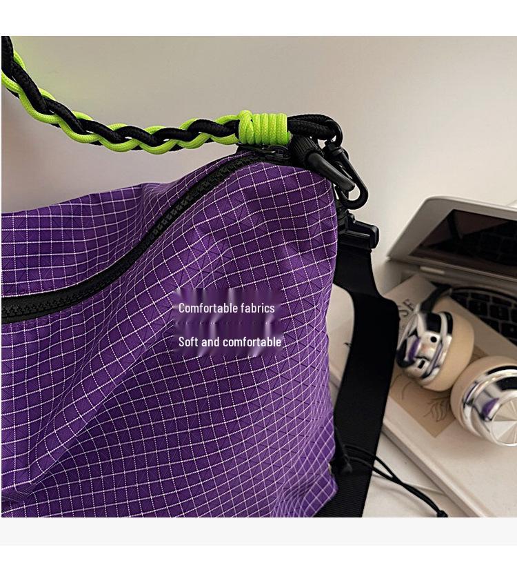 Women's Large Capacity Cross-Grid Canvas Crossbody Bag - Autumn/Winter 2025 High-End Commute Pillow Bag