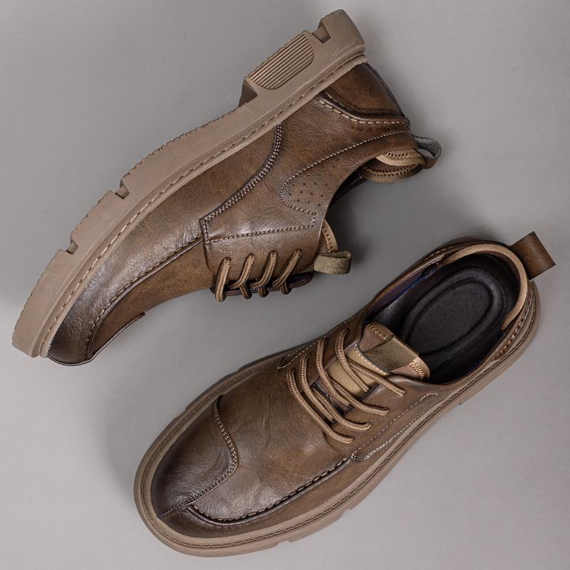 Casual Leather Shoes Men's Spring Trend Tooling Board Shoes Versatile Low-top Retro Men's Single Shoes