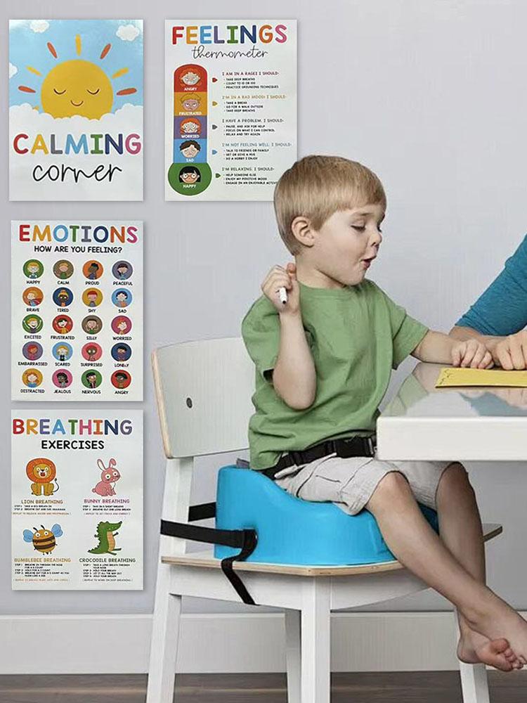 12 Calming Corner Classroom Posters Feelings Wheel Chart & Emotions Poster Calm Down Corner Emotion Posters for School Office