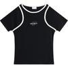 Li-Ning Sports Trend Series Color Block Round Neck Comfortable Breathable Fitted Short Sleeve T-Shirt Women T-Shirts Black AHSU756-2