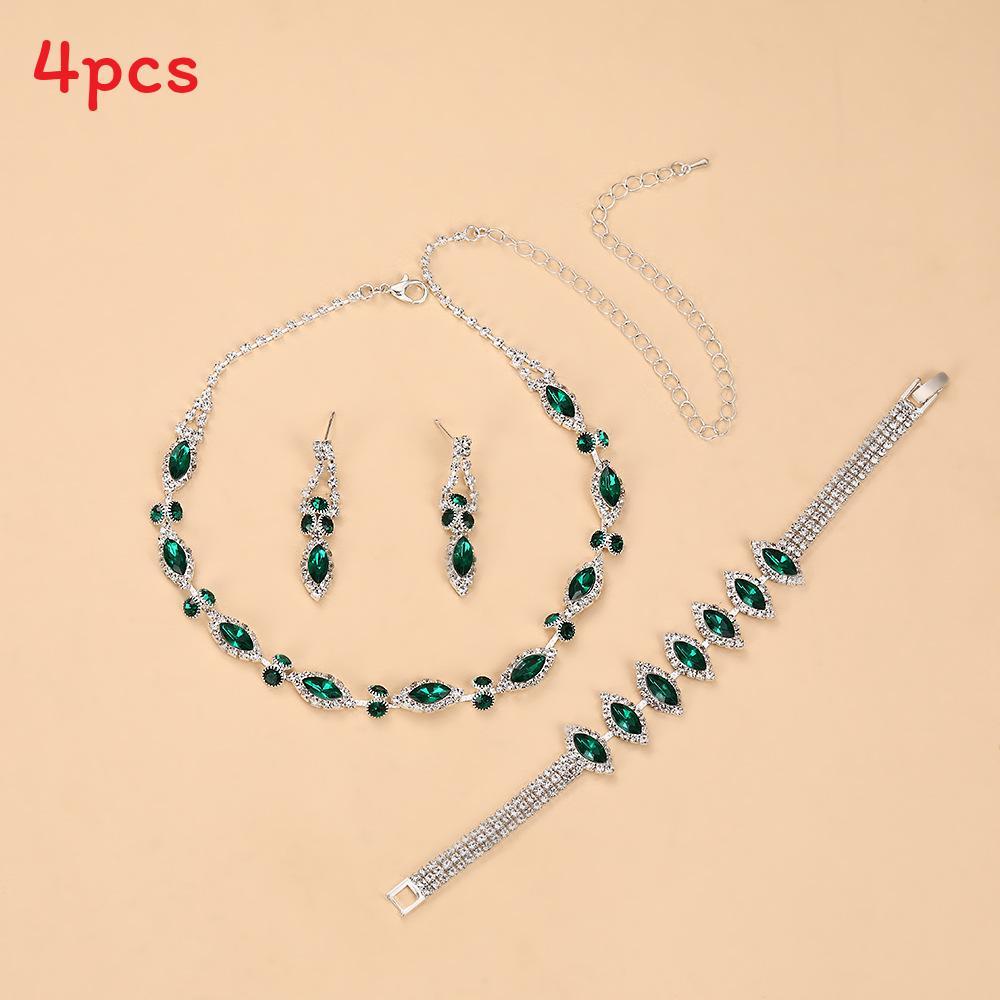 Water Drop Bridal Jewelry Set With Colorful Water Drill For Fashion Women