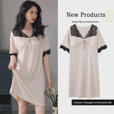 Chemise de nuit d'été pour femme 2022: Tissu modal tendance, coussinets de poitrine, grande taille, idéal pour l'extérieur, style sexy