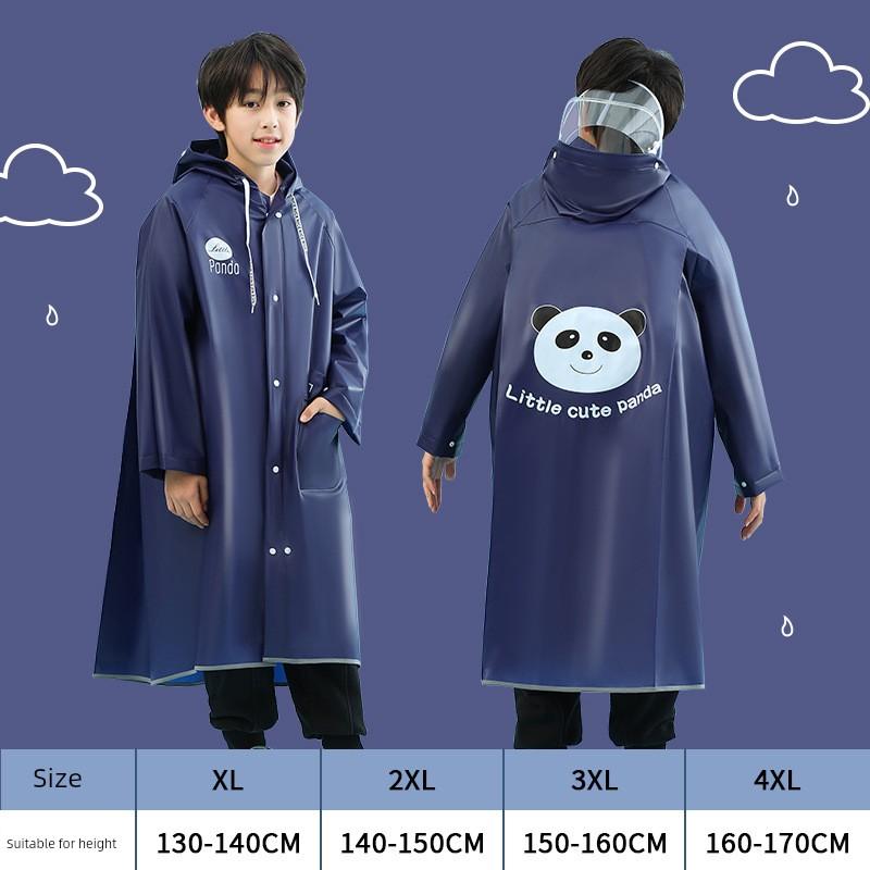 New Style Children's Raincoat for Boys and Girls, Double Brim, Suitable for Primary and Secondary School Students, with Backpack Space, Long Rain
