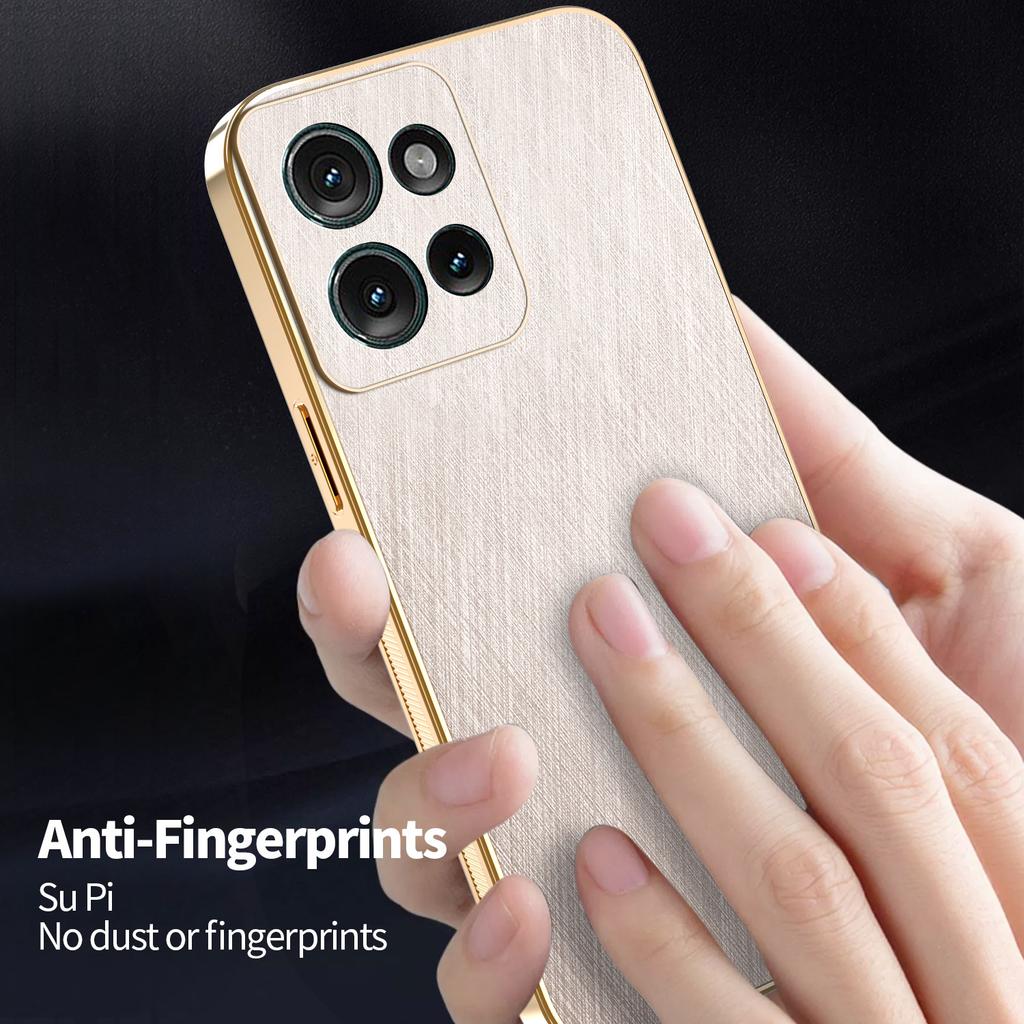 KADEM For Motorola Edge 50 5G Case Electroplating Silk Texture PU + TPU Phone Back Cover