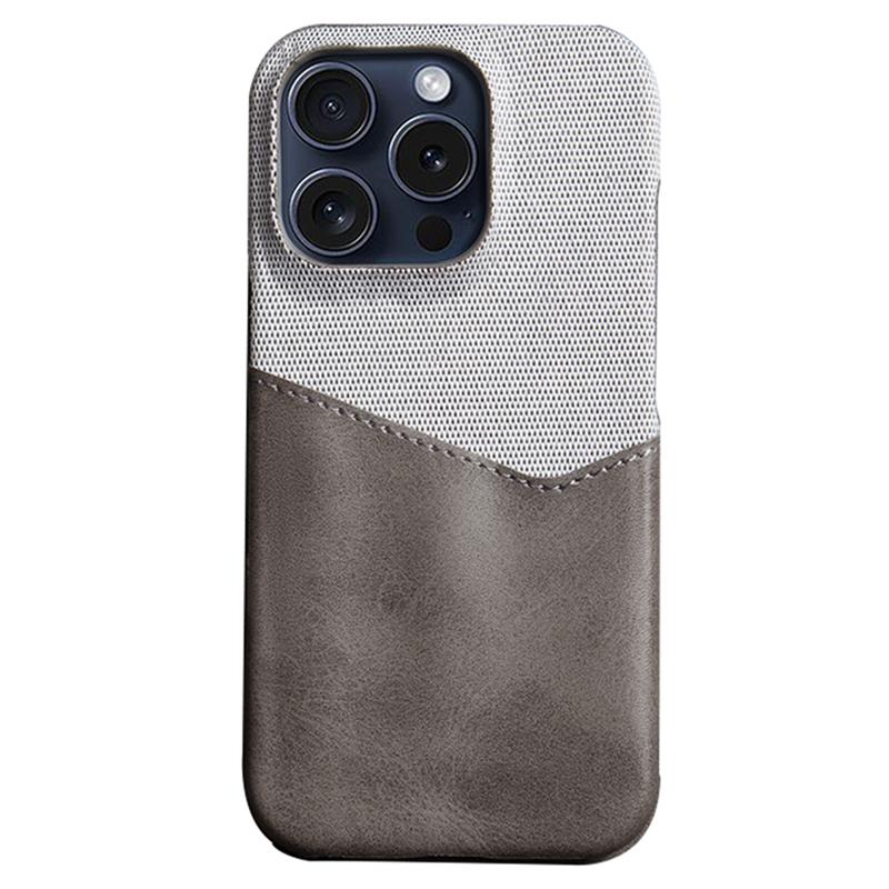 For iPhone 16 Pro Case PU Leather Card Slot Cloth Texture Hard PC Phone Cover