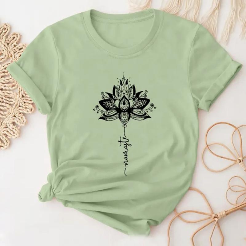 Mode Frauen Lotus Totem Lila Ring Print T Shirt Lustige Casual Oansatz Kurzen Ärmeln T-shirt Sommer Weibliche T-shirt