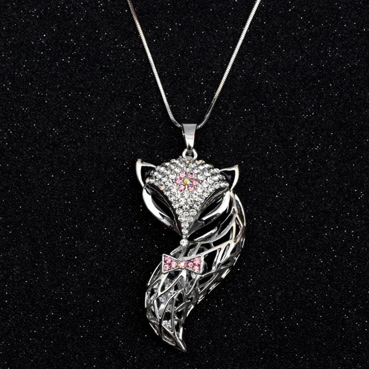 

Лиса Цепочка для свитера Длинное ожерелье: Корейский стиль, простой полый дизайн с бриллиантовыми вставками - женский модный аксессуар. серебряный