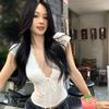 Short Sleeve Bottoming T-shirt Lace Camisole Elegant Slim Crop Tops  Spicy Girl