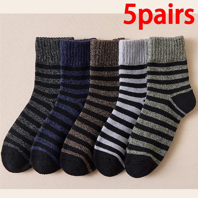 1/2/5Pairs New Fashion Winter Warm Thicken Wool Male Socks Against Cold Snow Socks Japanese Harajuku Soft Cashmere Short Sock
