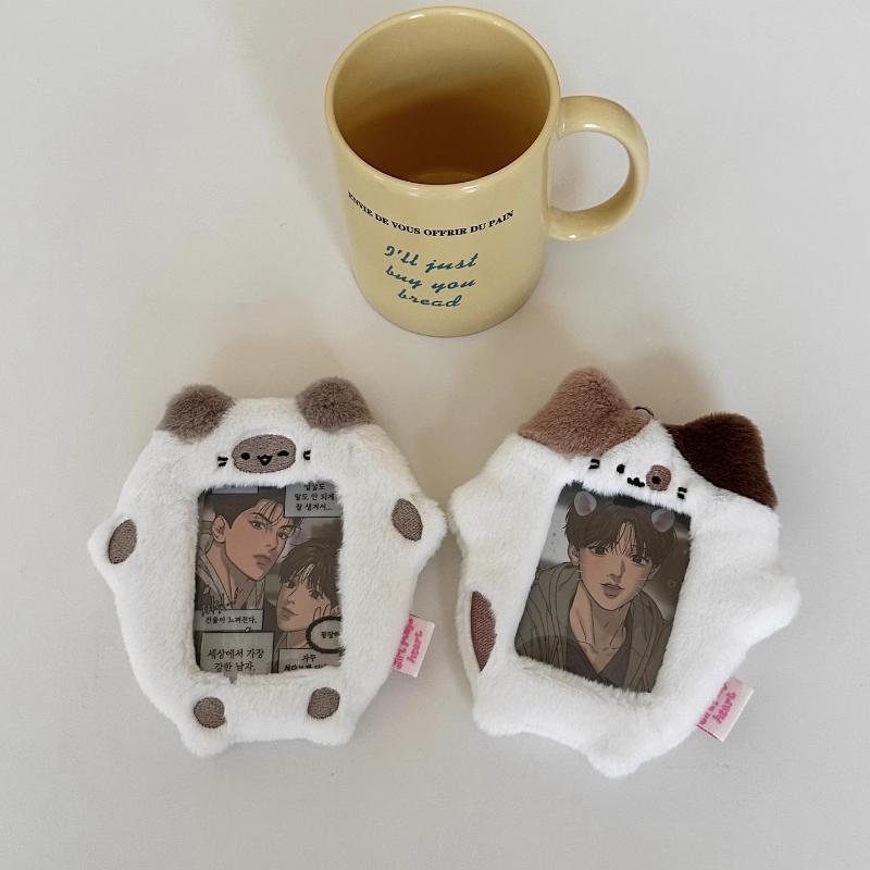 Original Cat Plush Photo Frame for 3 Inch Kpop Anime Card Holder Kitten Ins Polaroid Sleeves Photo Protective Cover Bag Keychain