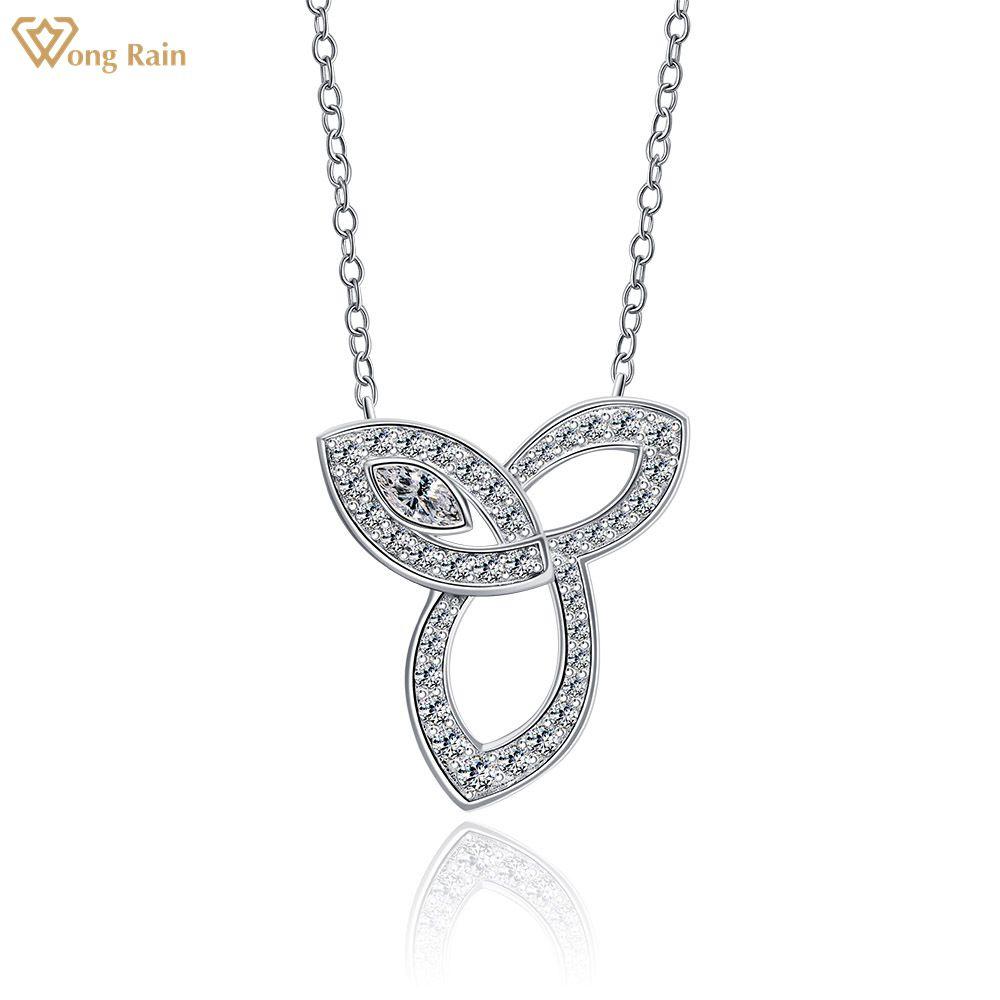 

Вонг Дождь Мода 100% 925 стерлингового серебра Маркиза Огранка AAAAA Цирконы Драгоценный камень Лист Кулон Ожерелье для женщин Изысканные ювелирные изделия белый