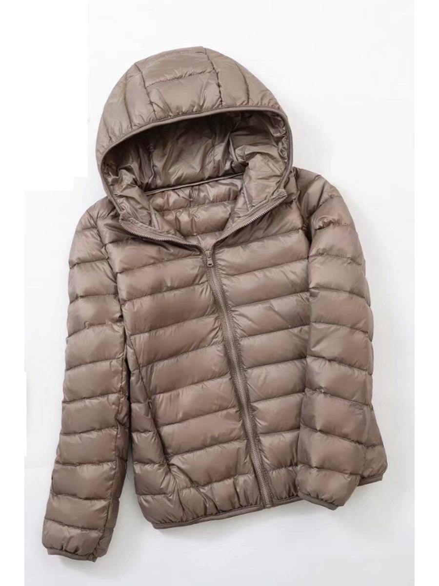 

Женский ультралегкий пуховик большого размера - Короткий и приталенный для среднего возраста XL