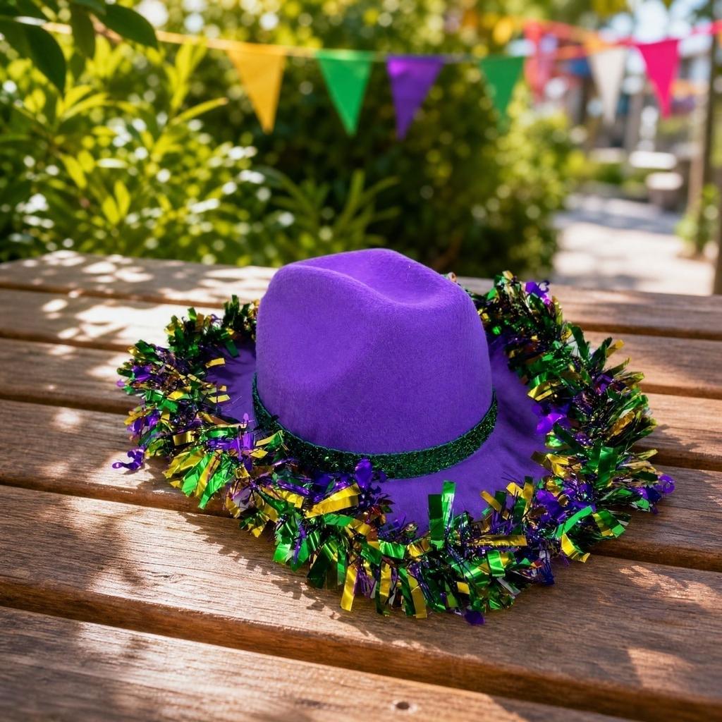 Western Hat with Purple Gold Trim for Costume Party