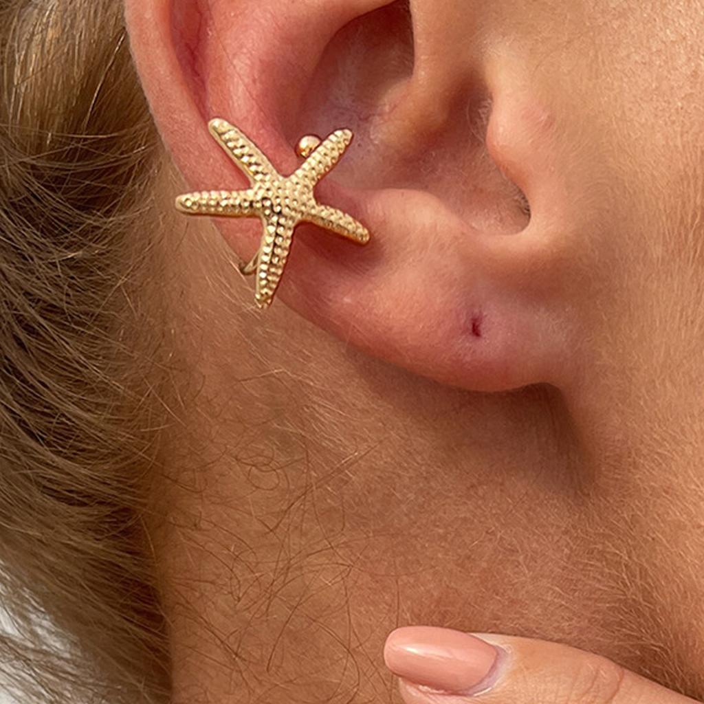 Bold Ocean Star Earrings For Women Trendy Party Jewelry Starfish Ear Clip Lightweight Alloy Design Perfect Gift