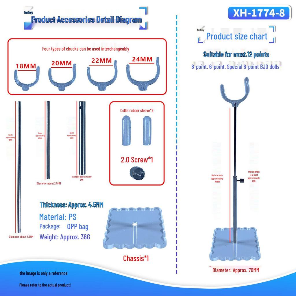 Transparent BJD Supermodel Doll Display Stand with Crotch Support