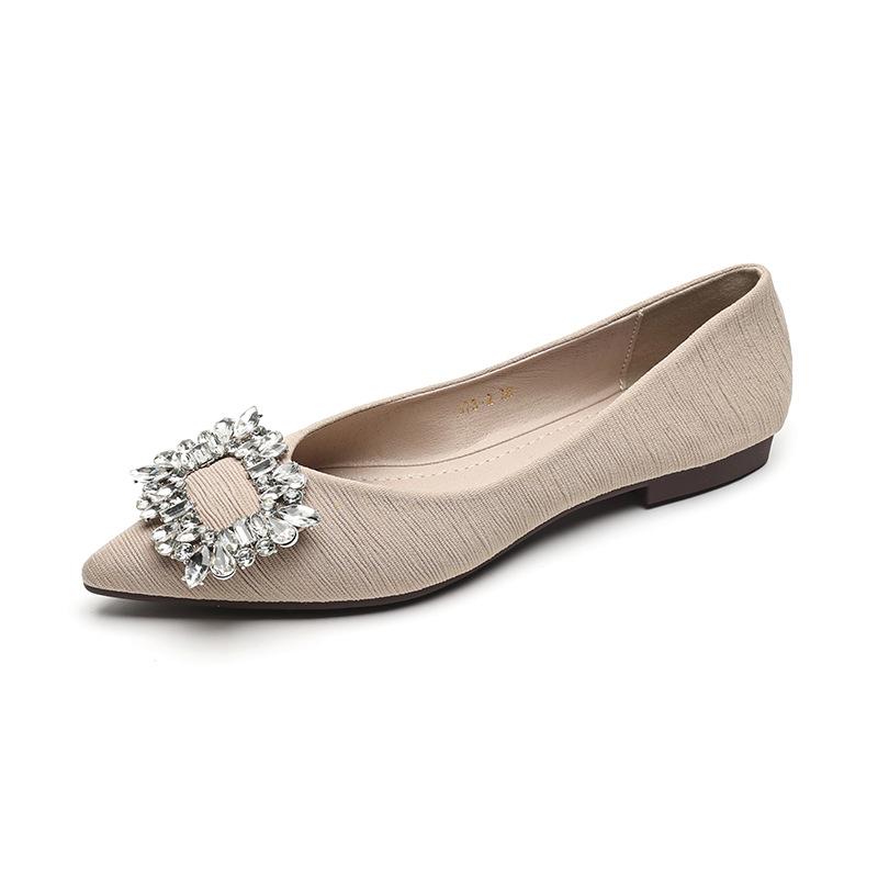 Mode Flats Damskor 2025 Vår Höst Nya Casual Spetsig Tå Mocka Låg Utskuren Sko Allmatch Damer Stor Storlek 43 44