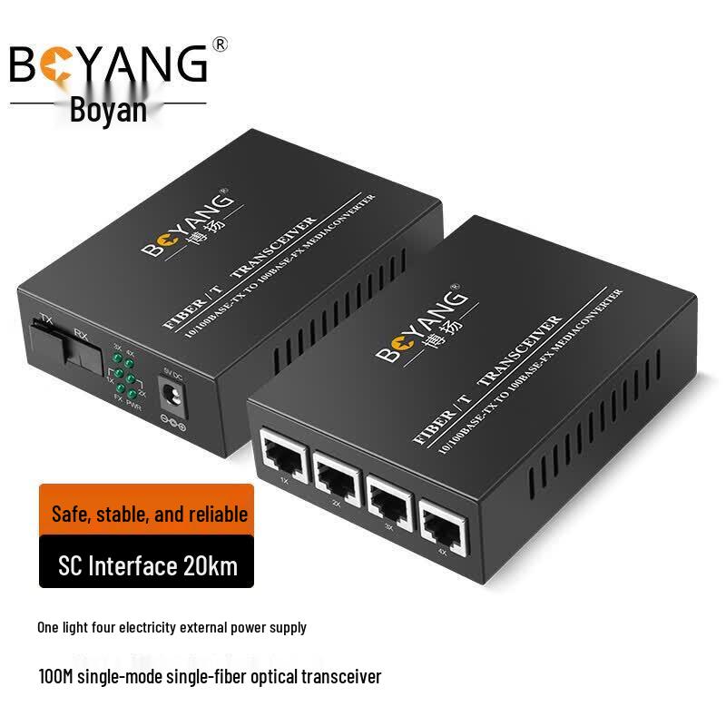 CYBERHASH 1-Optic 4-Electric Single Mode Fiber Optic Transceiver