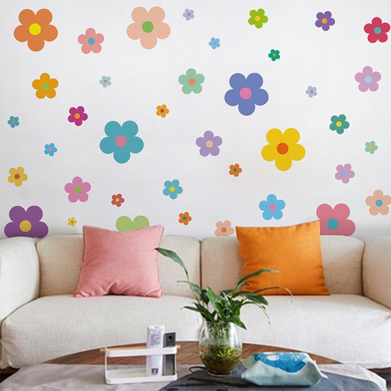 Colorful Flower Wall Stickers for Children's Bedroom, Bedside, Wardrobe, and Kindergarten Classroom