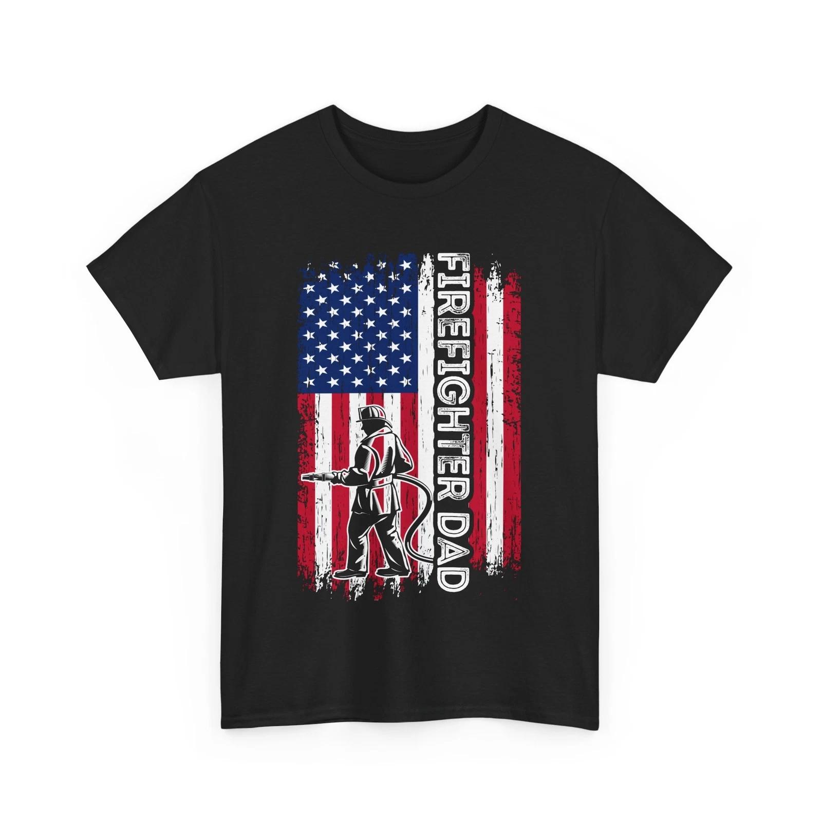 Firefighter Dad American Flag Shirt, Father s Day Dad Men Shirt S