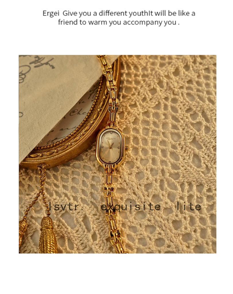 LSVTR Vintage Leichter Luxus Gold Armbanduhr für Damen