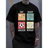 Men's T-Shirt - Soccer Print Crew Neck Tee with Suitable for All-Season Comfort, Casual Short Sleeve Shirt, Regular Fit for Training, Casual Wear