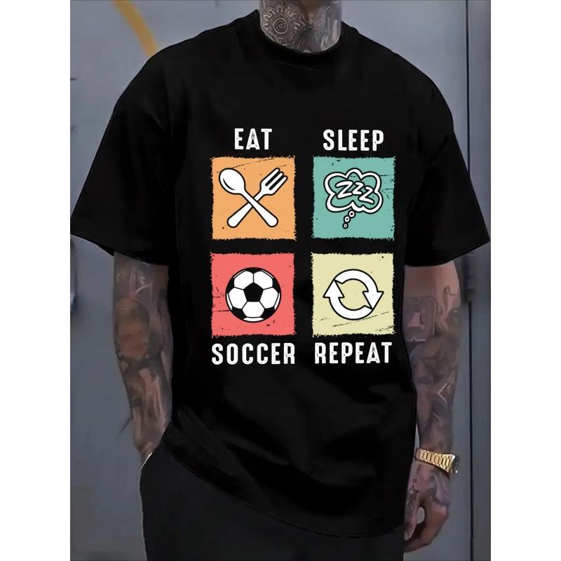 

Men s T-Shirt - Soccer Print Crew Neck Tee with Suitable for All-Season Comfort, Casual Short Sleeve Shirt, Regular Fit for Training, Casual Wear XL