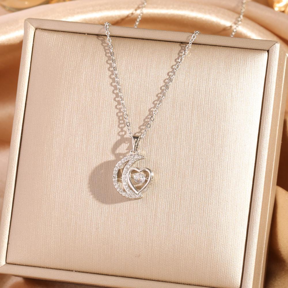 Titanium Steel Necklace For Women Elegant Simple Fashion Zircon Collarbone Chain Light Luxury Niche Jewelry