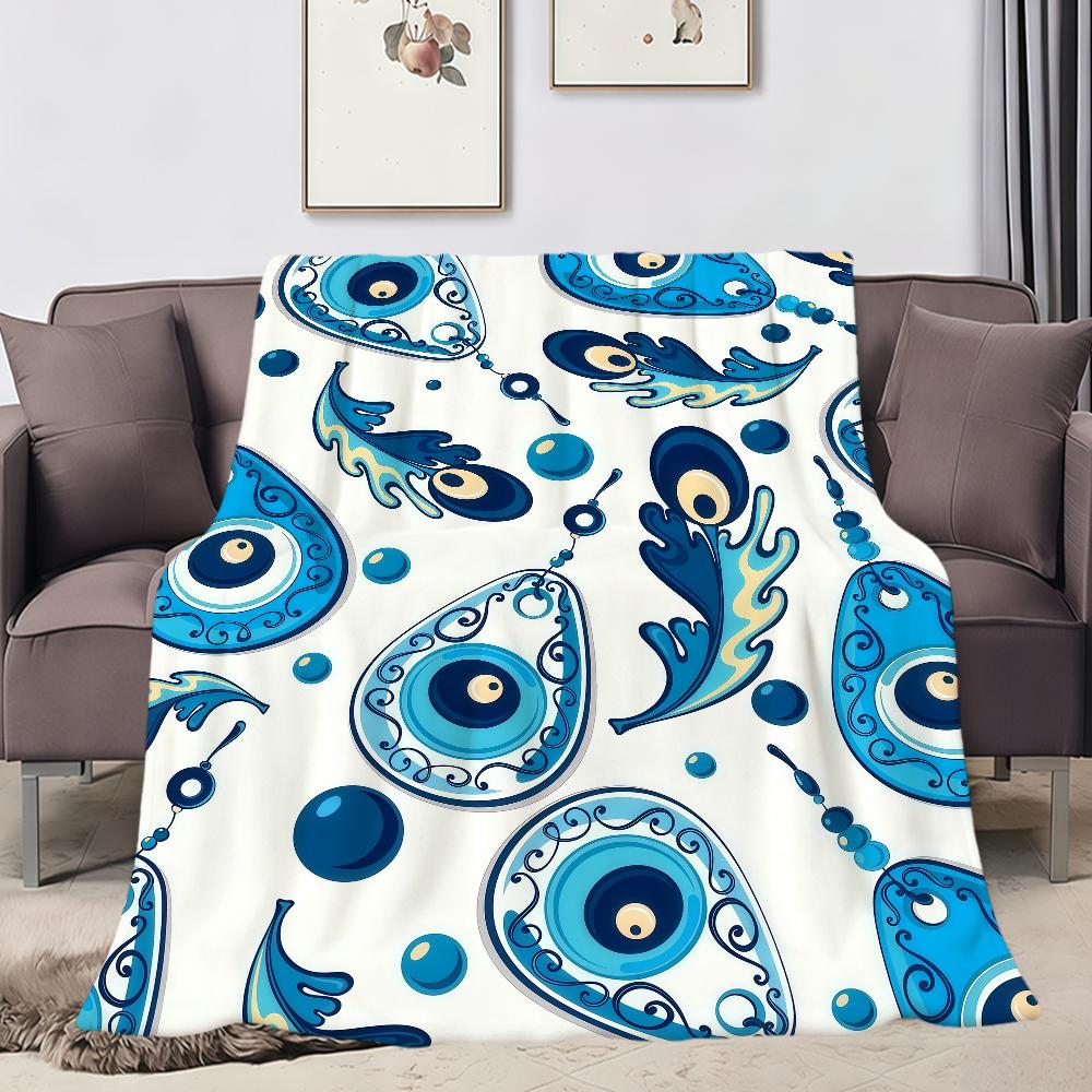 Fashion Cool Lucky E-Evil Eye N-Nazar Flannel Soft Warm Plush Blanket Sofa Living Room Pet Hogar Bedroom Gift Home Car Portable