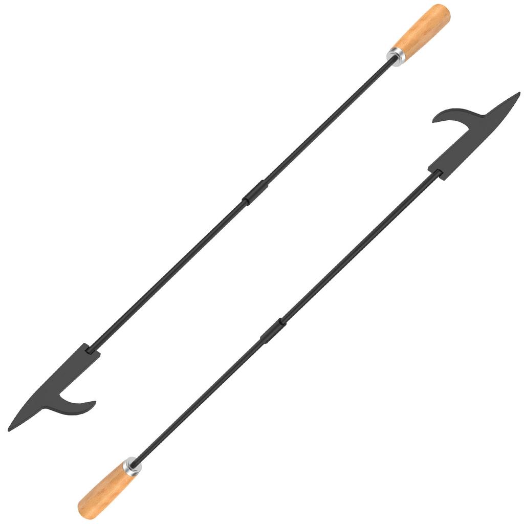 1/2 stuks Vuurpookstok 82cm IJzeren Kampvuurpook met Houten Handvat Verwijderbaar Draagbaar Vuurkorfgereedschap voor Kamperen Open Haard Kachel