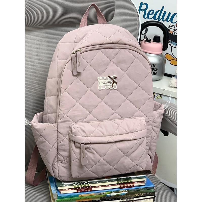 

Female Junior High School Student Ins Color Blocked Large Capacity Backpack with High Aesthetic Value, Travel Backpack, Student Backpack рожевий