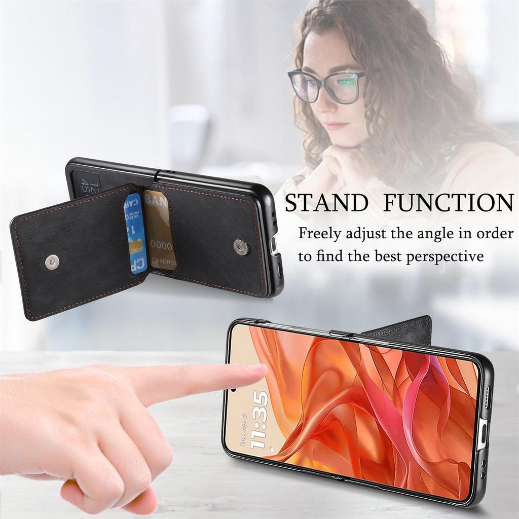 Voor Motorola Razr 60/50 5G Hoes Kaarthouder Standaard Retro Textuur Lederen Achterkant