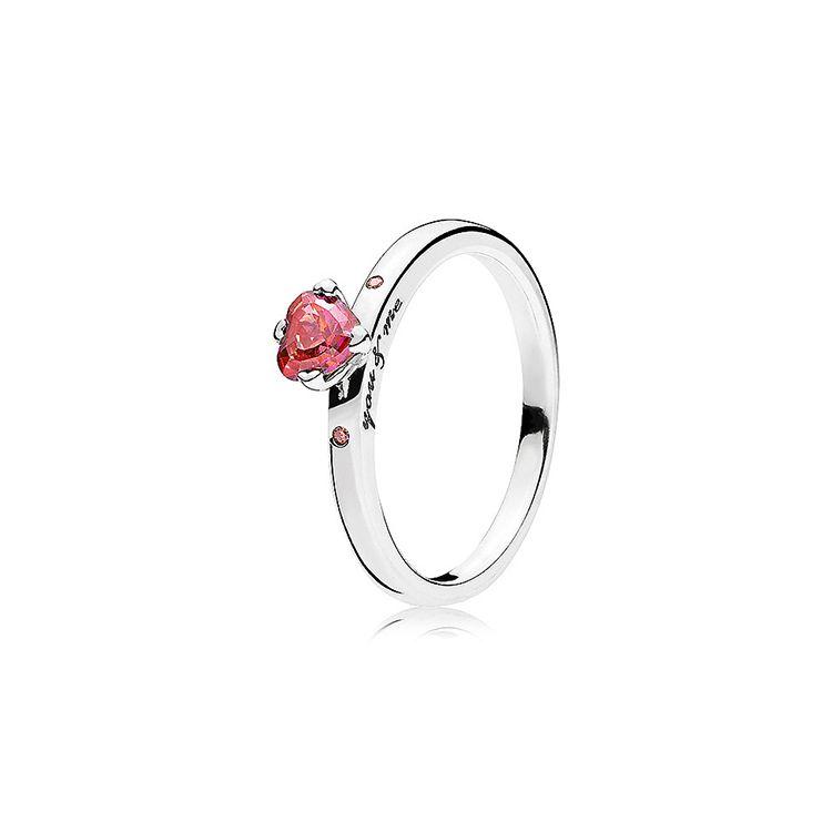Pandora Heart Shaped Inlay Letter Engraved 925 Silver Ring Women rings 196574CZRMX Box,54