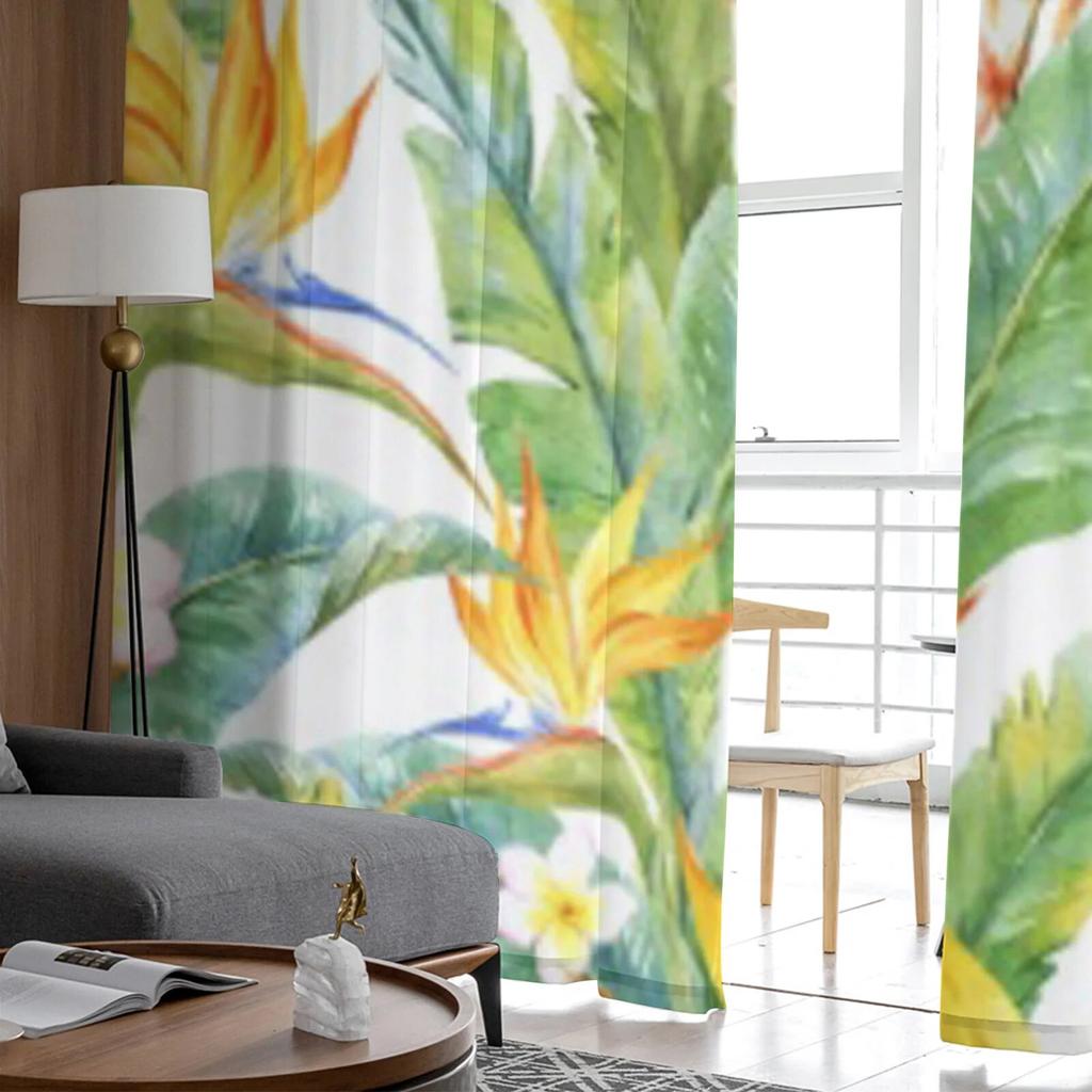 Watercolor Plumeria Flowers Tulle Sheer Curtains for Living Room the Room Bedroom Kitchen Decoration Voile Organza Curtains