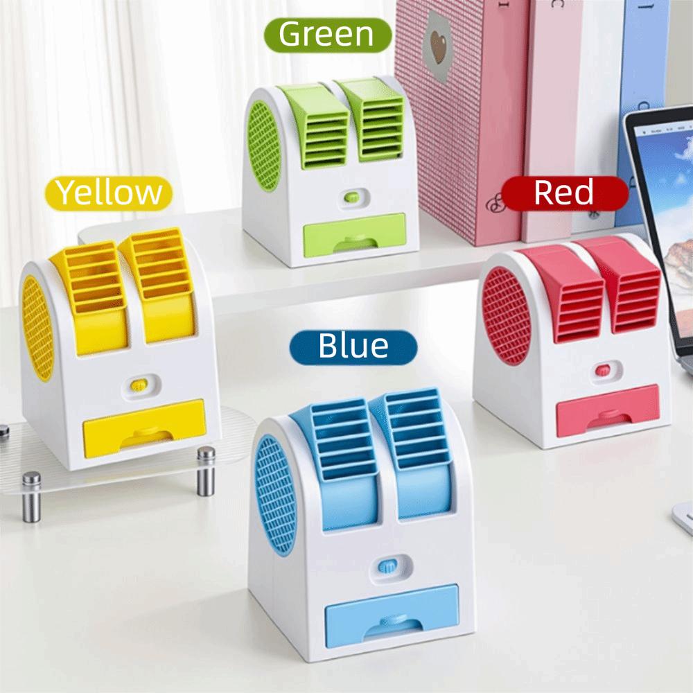 Quiet Mini Air Cooling Desk Fan Dual Air Outlet Battery Powered USB Rechargeable Desk Fan Ice Box Ice Water Tray
